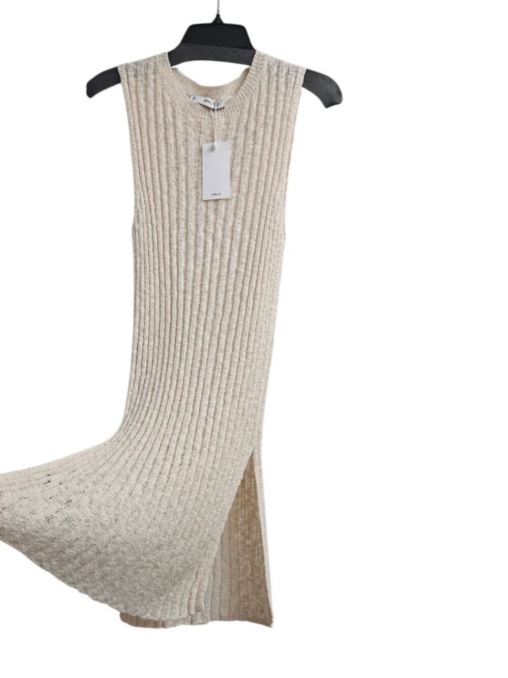 Sleeveless Ribbed Knit Dress or Top - Cream-Size Medium